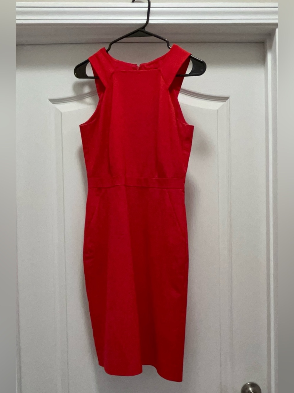 J. Crew Red Sleeveless Wool Sheath Midi Dress Size 2